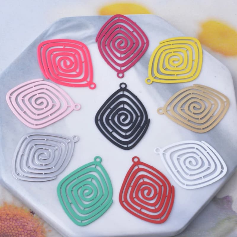 30 pcs. AC15187 Brass Spiral Pendants for Jewelry, colorful flower pendants DIY, accessories for earrings and women's necklaces