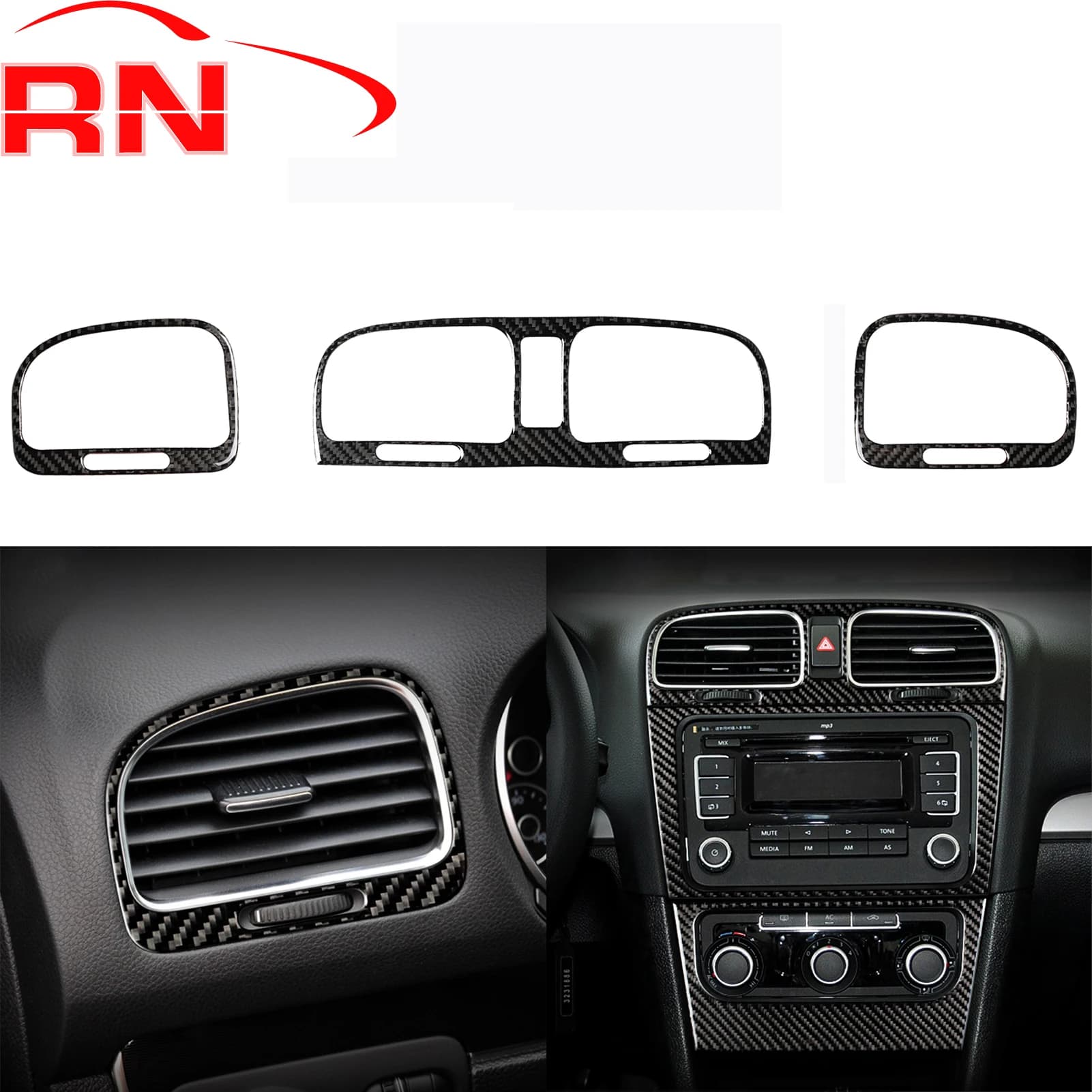 Per Volkswagen Golf 6 GTI R MK6 2008-2012, Adesivo Interno in Fibra di Carbonio Forgiata per Bocchette dell'Aria Condizionata