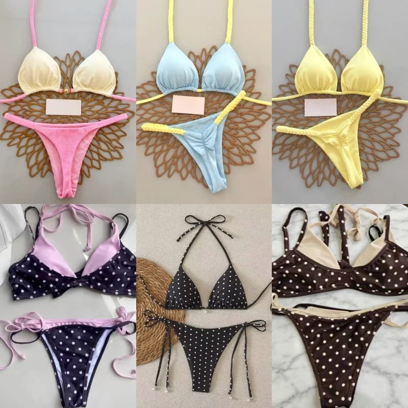 Women Y2K Polka Dot Butterfly Bandage Swimsuit Kawaii Ruffle Two Piece Swimwear Summer Beach Travel Bathing Suit