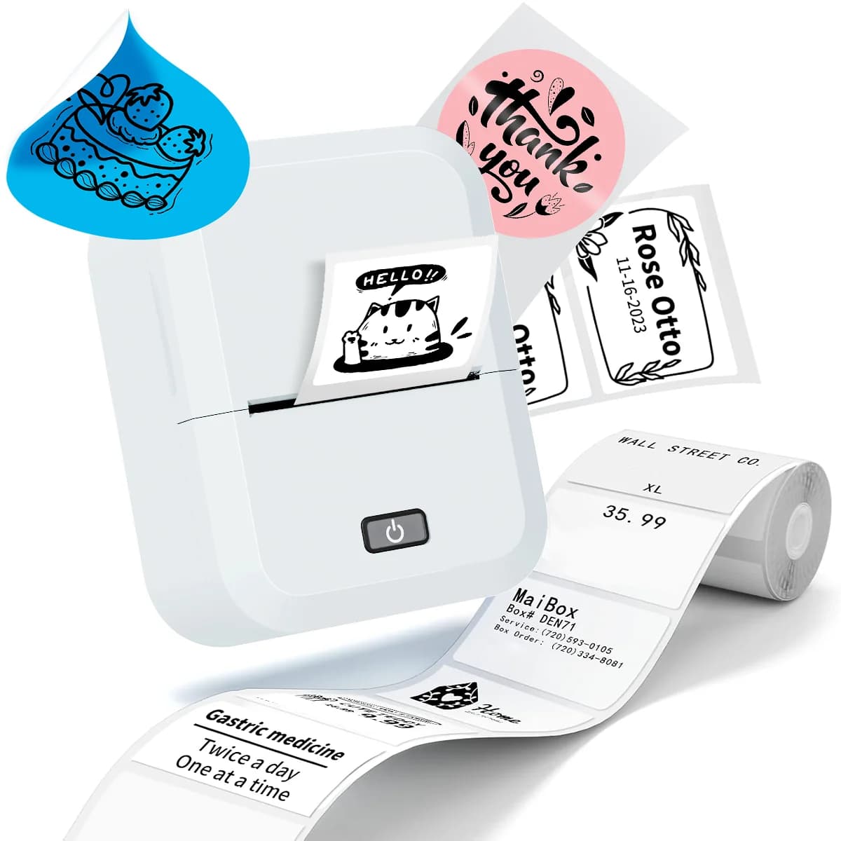 Stampante di Etichette Termiche Marklife Mini X2 Bluetooth per Etichette Adesive, Ideale per Regali/Fai-da-Te/Creatività/Segnalazione per Ufficio e Cucina
