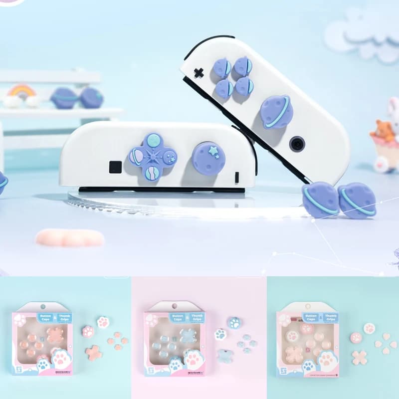 Carino D-pad Pulsante Croce ABXY X Chiave Adesivo Joystick Thumb Stick Grip Cap Cover Per Nintendo Switch NS Oled Joy-con Skin Case
