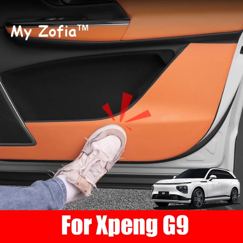 For Xpeng XiaoPeng G9 2023 2024 2025 Auto NO LOGO Styling Door Anti-shoe Pad Leather Door Wall decal Passenger Mat Accessories