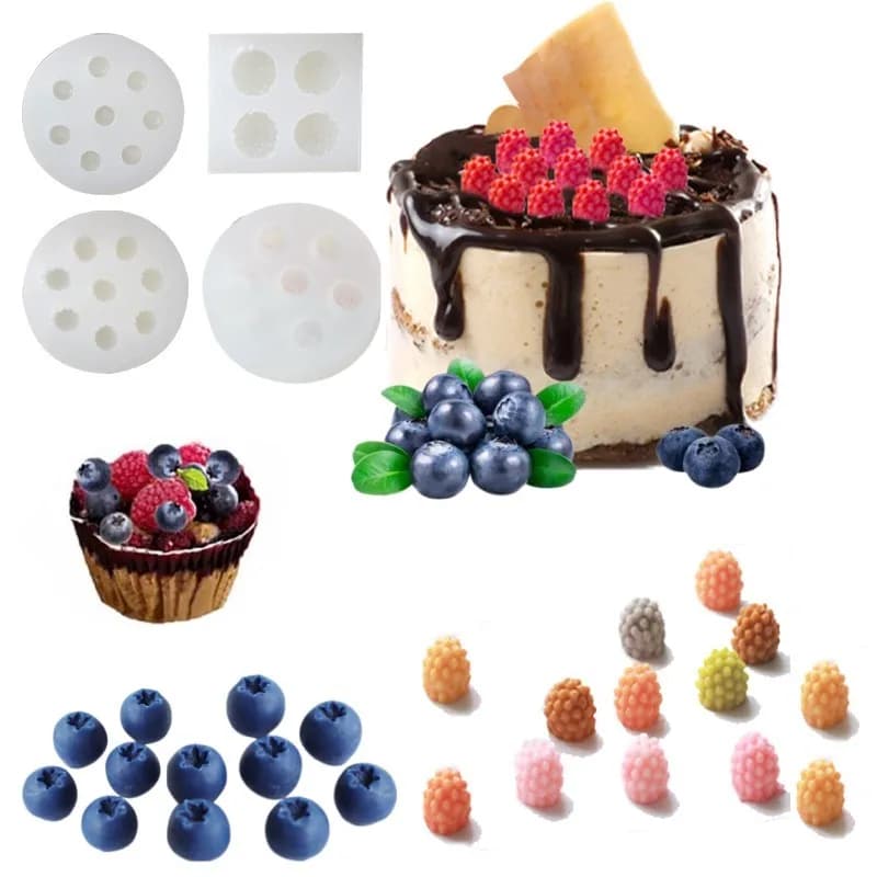 3D Blueberry Raspberry Candle Print Simulation Fruit DIY Candle Home Made Silicone Mould Chocolate Cooking Tool to Decorate Cakes