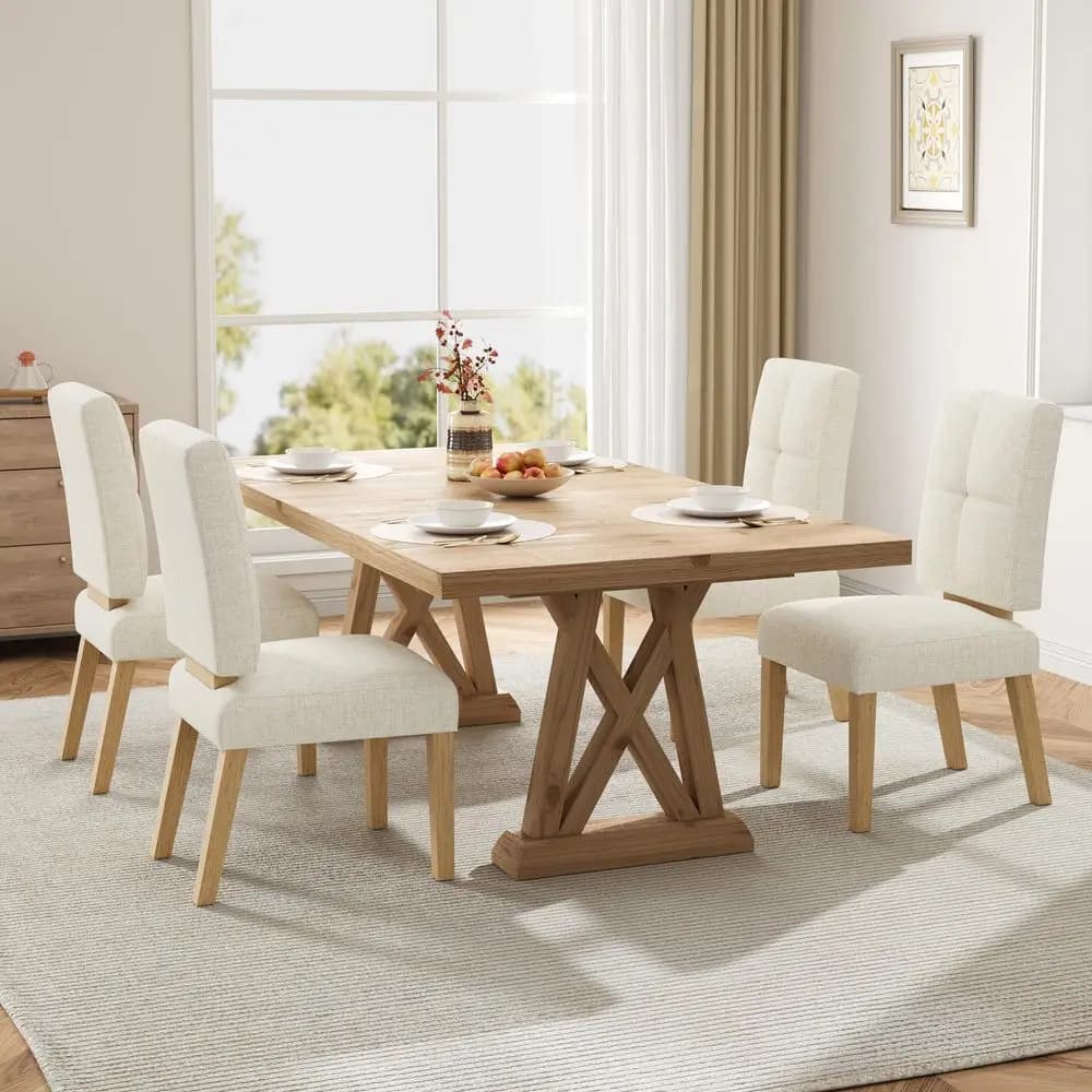 Set di 4 sedie da pranzo in legno, sedie da sala da pranzo con gambe in legno, cuscino CloudLike e struttura rinforzata per la cucina