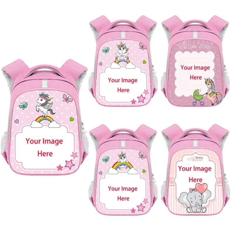Customize Your Image Name Backpack for Teen Girls Cartoon Unicorn Print Schoolbag Primary Student Bookbags childish Mochila