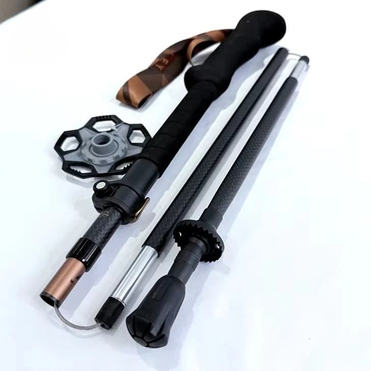 Professional Collapsible Carbon Fiber Folding Trek 3 Section Trekking Pole Cork for Outdoor Trekking