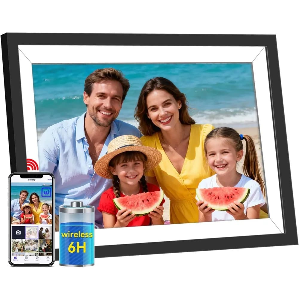 Cornice Fotografica Digitale a Batteria 10.1 Pollici Full HD IPS Touch Screen con Rotazione Automatica per Condividere Foto e Video