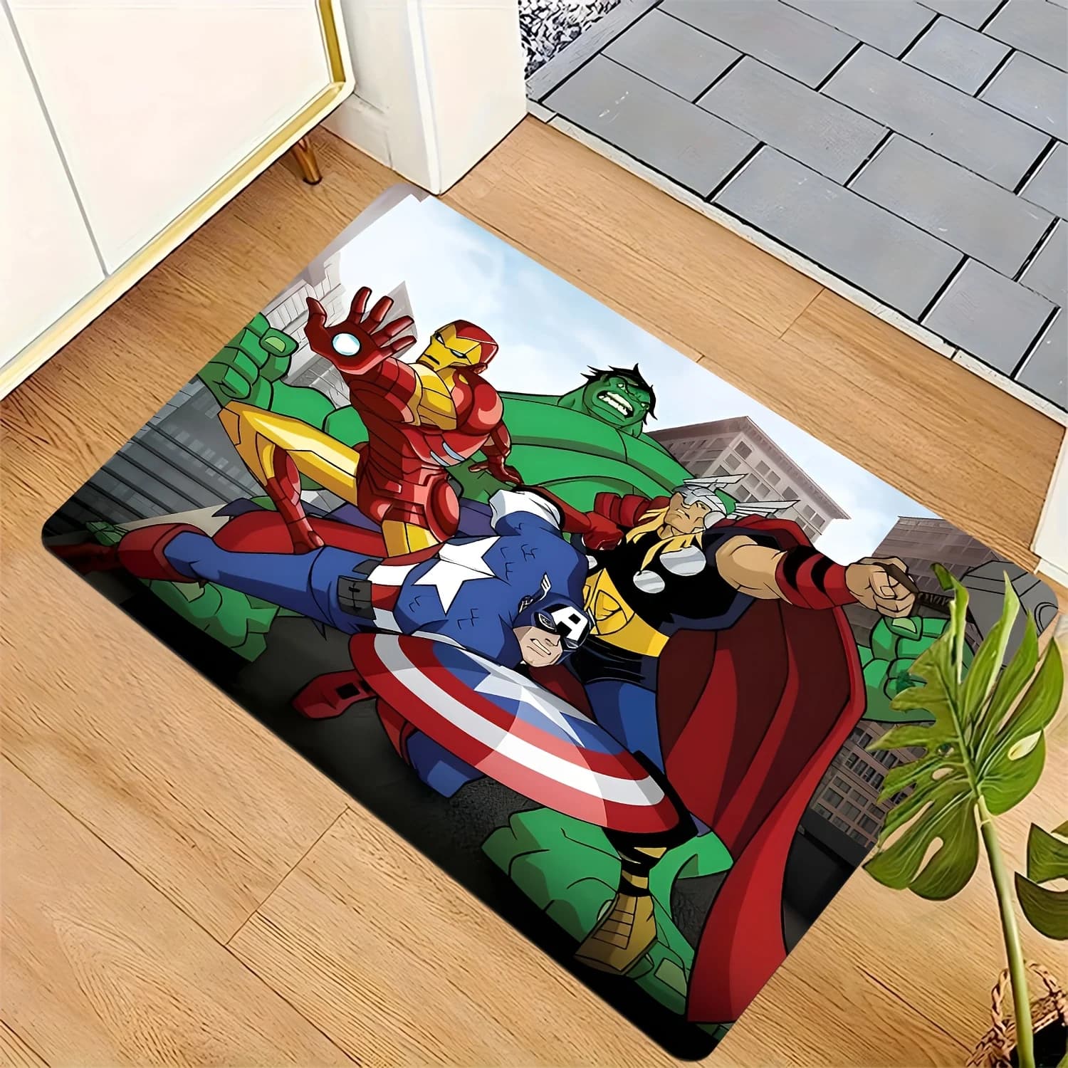 Tappetino da cucina con stampa Marvel Iron Man Thor Hulk Captain America, set di tappeti per ingresso, morbido e extra spesso, lavabile in lavatrice
