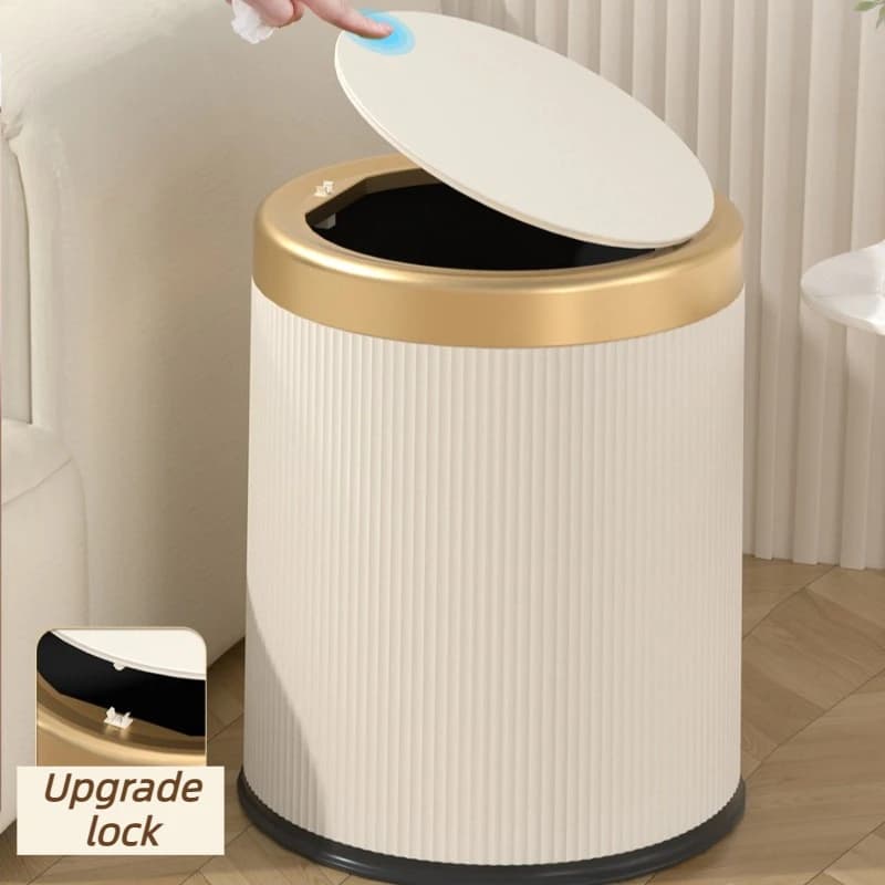 Large Capacity Wastebasket Food Waste Recycle Trash Can Living Room Luxury Litter Bins Home Kitchen Cleaning Dustbin with Lid