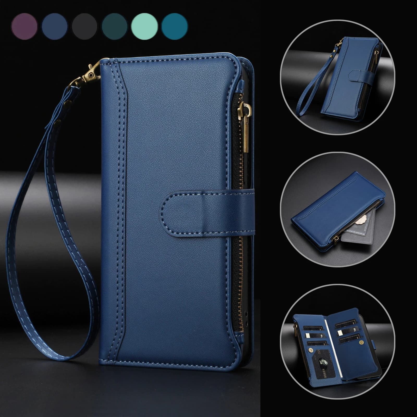 Portafoglio con slot per schede Cavalletto Custodia in pelle con vibrazione magnetica per Asus Zenfone 11 12 Ultra ROG Phone 8 9 Pro