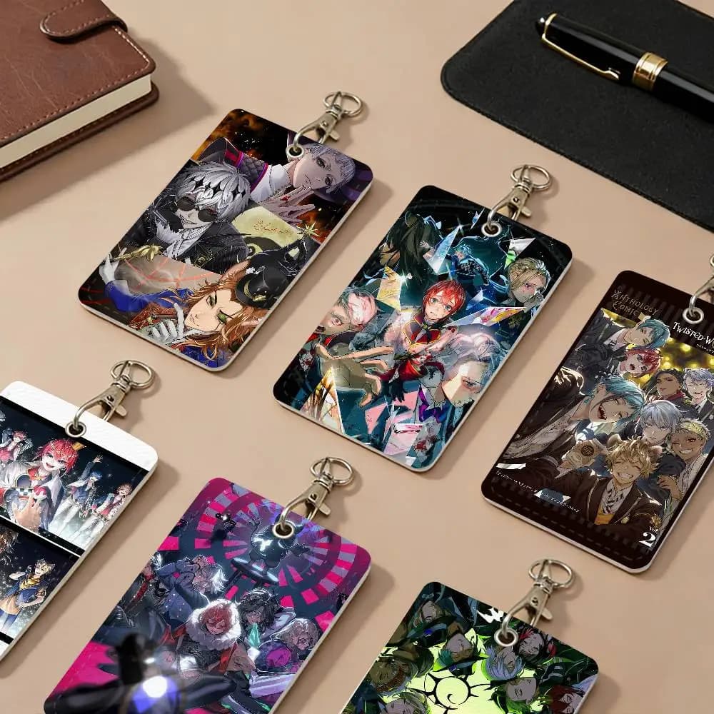 Portacarte in Pelle PU Game T-Twisted W-Wonderland, Custodie Protettive Anti-smarrimento per Carte d'Identità Studenti, Portachiavi per Tessere di Accesso Campus