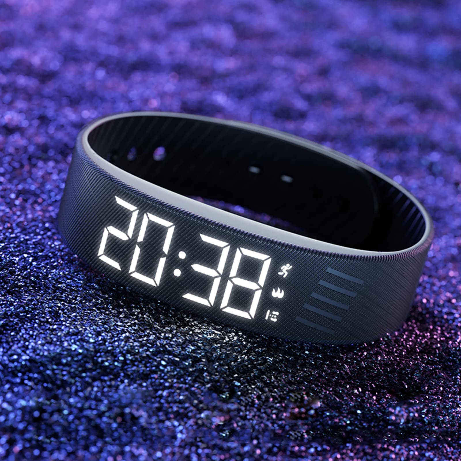 Braccialetto Vibrante con Contapassi, Sveglia e Orologio Ricaricabile per Chi Ha il Sonno Pesante, Uomini e Donne