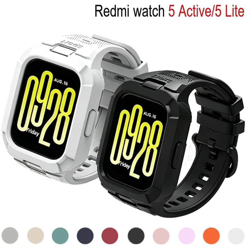 Silicone Strap+TPU Case For Xiaomi Redmi Watch 5 Active Smartwatch Sport Replacement Bracelet Correa Redmi Watch 5 Lite Band