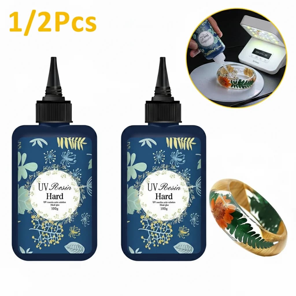 1/2Pcs Crystal Clear Hard UV Resin Upgraded Formula Ultraviolet Fast Curing Resin Jewelry Making, Hard Transparent Solar Cure