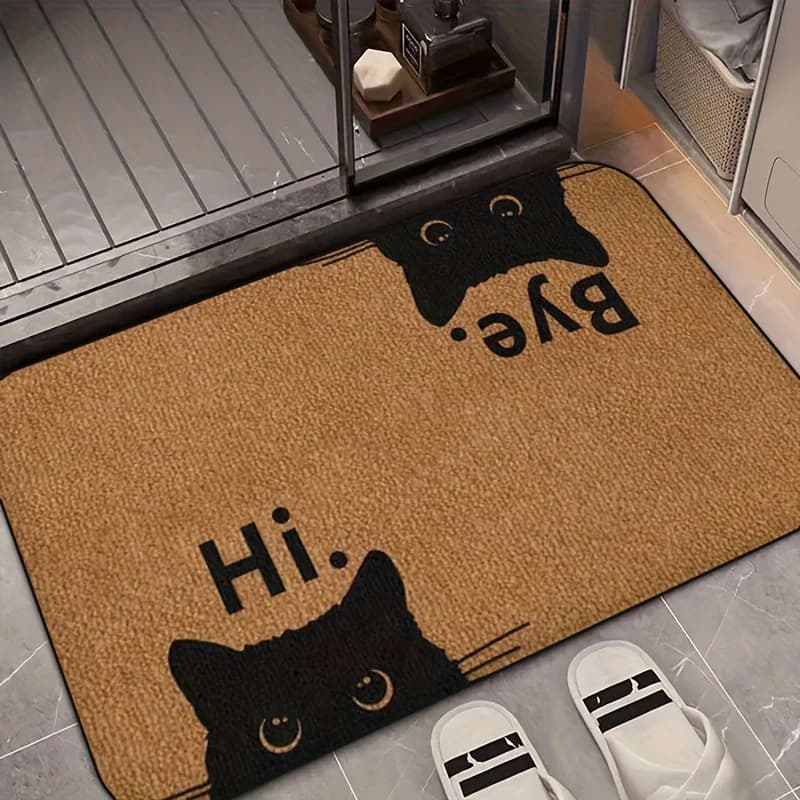 VIKAMA Kitten Greeting Doormat – Stain-Resistant and Machine-Washable; Entrance Mat, Hallway Rug, Bathroom Carpet, Home Decor