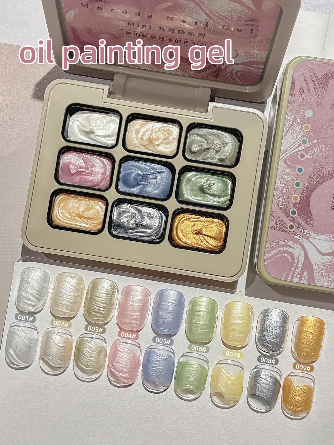 9-Grid Crema Perlescente Pittura A Olio Gel Solido Unghie Artistiche Pigmenti Disegni per Manicure FAI DA TE-zhu guang nai tu hua jiao