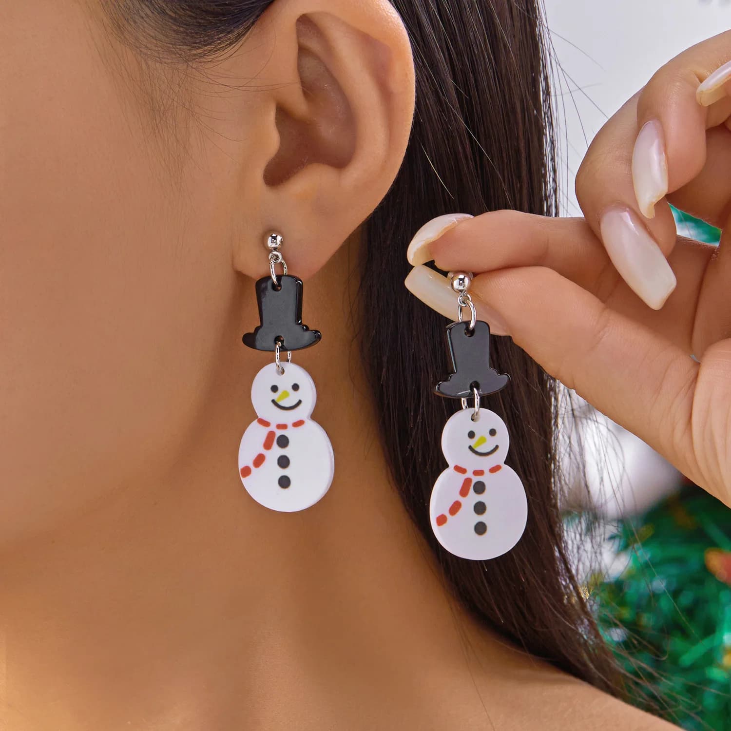 Simpatici orecchini pendenti con pupazzo di neve per albero di Natale Elementi festival da donna Ornamenti Eardrop Regali perfetti per accessori per le orecchie delle ragazze