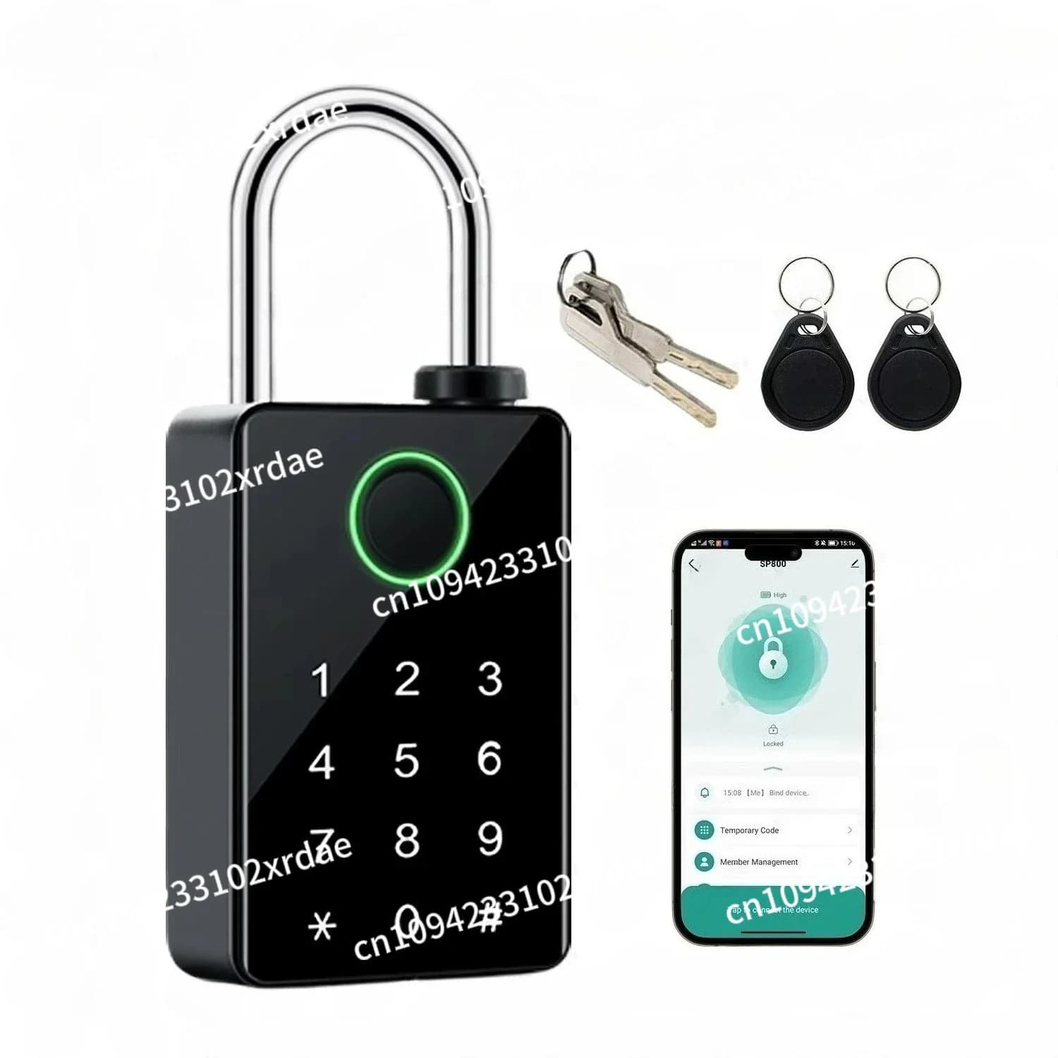 Lucchetto Intelligente con Impronta Digitale IP65 Impermeabile, Compatibile con App Tuya, Serratura Smart per Porte Esterne