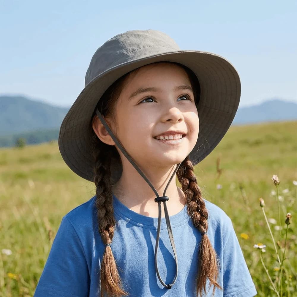 Cappello da Sole per Bambini Tinta Unita, Protezione Solare, Tesa Larga, Cappello da Spiaggia Traspirante Anti-UV per Bambini, Cappello Estivo Protettivo