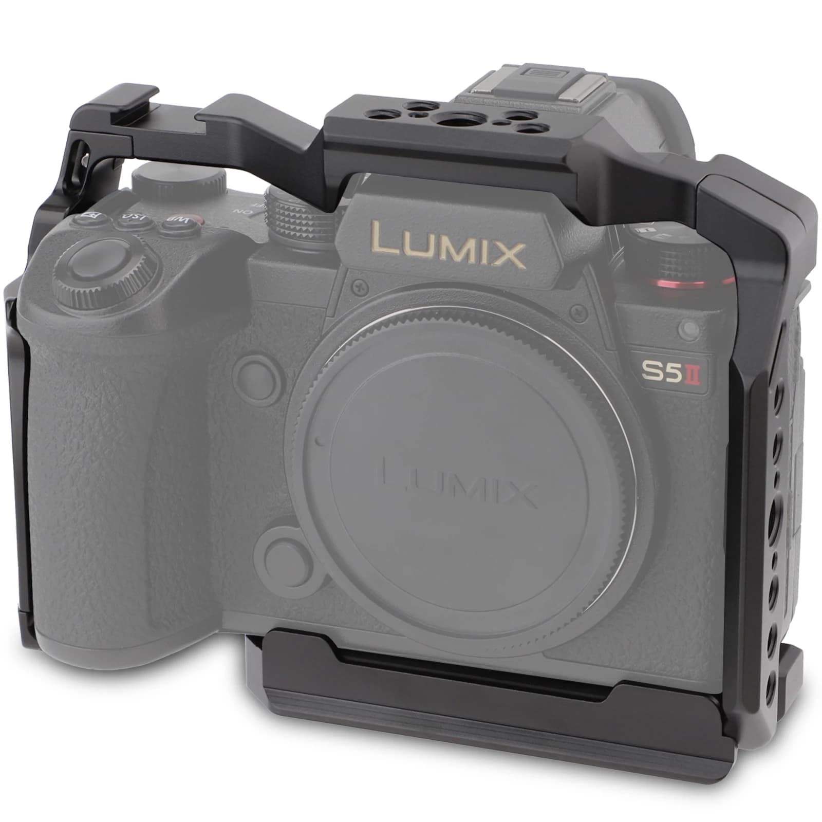 LEFTFOTO S5II camera cage for Panasonic LUMIX S5 II / S5 IIX - Camera protection frame with Arca base, NATO rail, ARRI threads