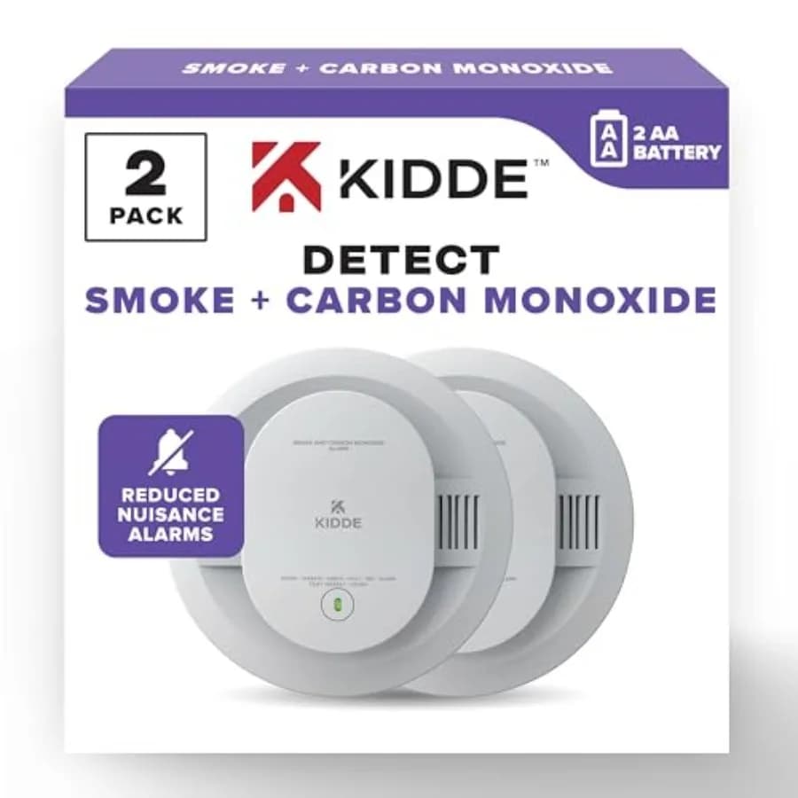 Rilevatore di fumo e monossido di carbonio alimentato a batterie AA con indicatori luminosi a LED, confezione da 2