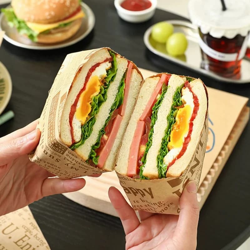 50Pcs Sandwich Wrappers Food Wax Paper Hamburger Fries Bread Baking Oil Paper Wrapping Baking Tools