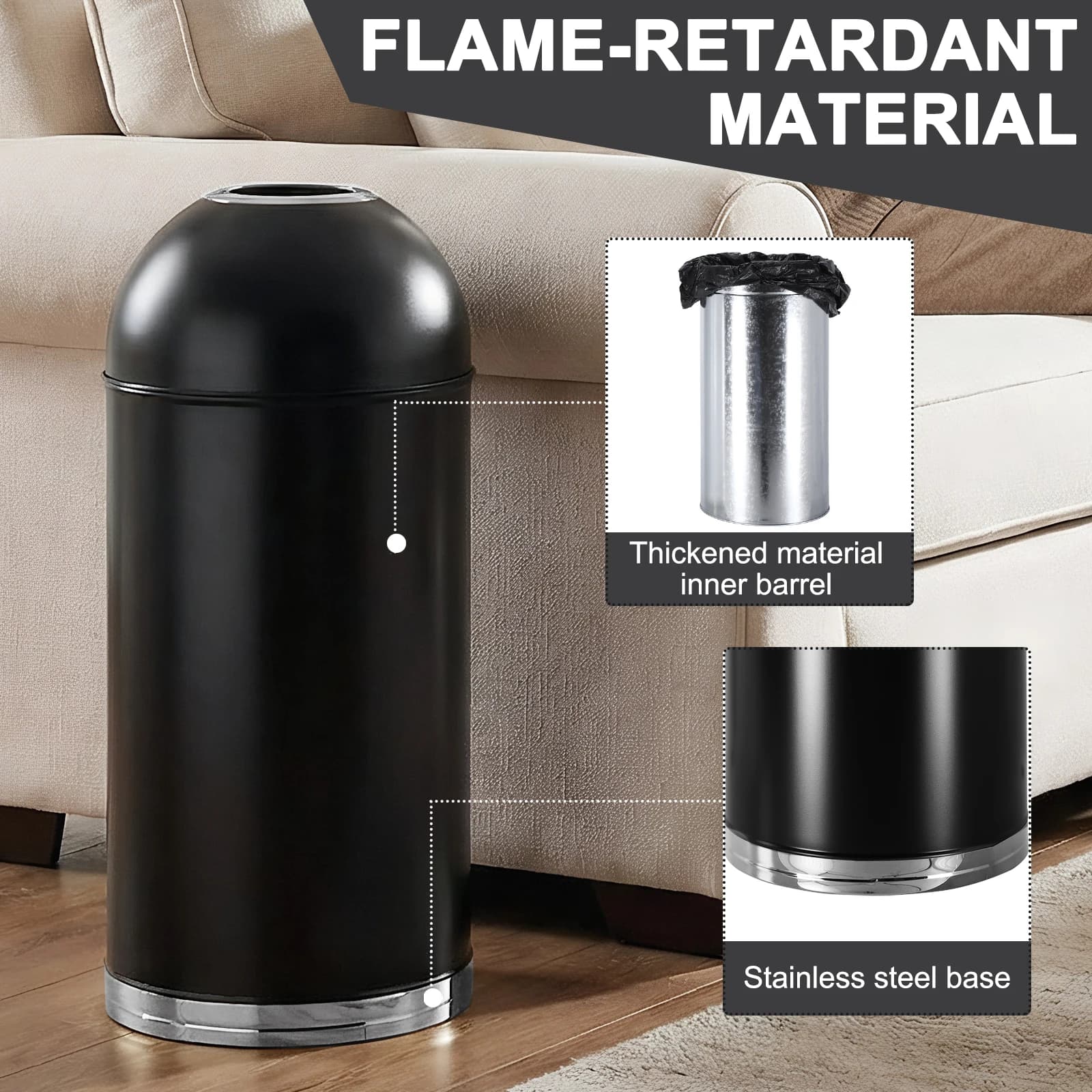 Cestino per Rifiuti a Doppio Secchio da 58L, Ispessito, con Secchio Interno Rimovibile, Rotondo, Commerciale, per Casa, Ufficio, Ristorante, Cucina