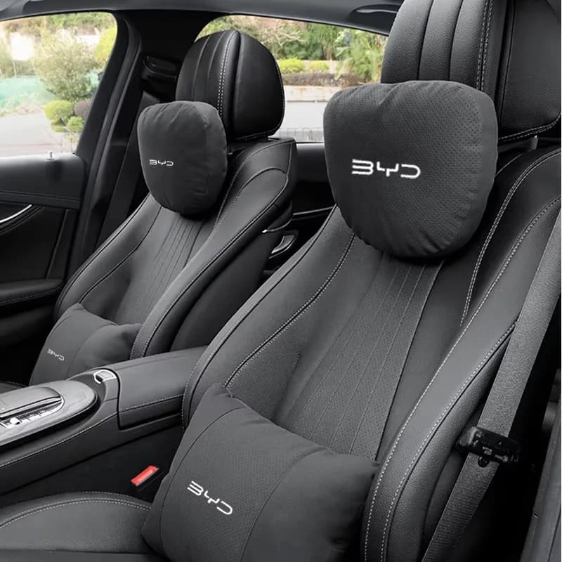 For BYD Car Headrest Neck Support Pillow Lumbar Cushion Soft Breathable Ergonomic Auto Interior Seat Accessories