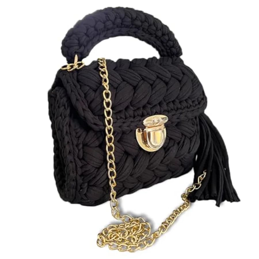 CHQEL Pochette da Sera per Donna, Borsa Artigianale all'Uncinetto per Matrimoni e Feste, Piccola Borsa a Tracolla Formale con Patta, Clutch da Sera