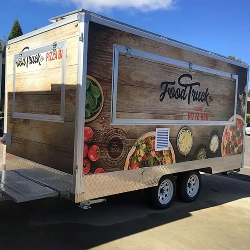 Fast Food Caravan Mobile Kitchen Shipping Container Trailer Food Kiosk with Complete Cooking System for Business Use