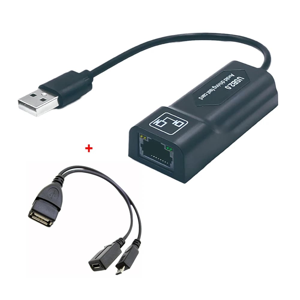 Adattatore da USB 2.0 a RJ45 con cavo micro USB Connettore Ethernet LAN Adattatore OTG per AMAZON Fire Stick o Fire TV3