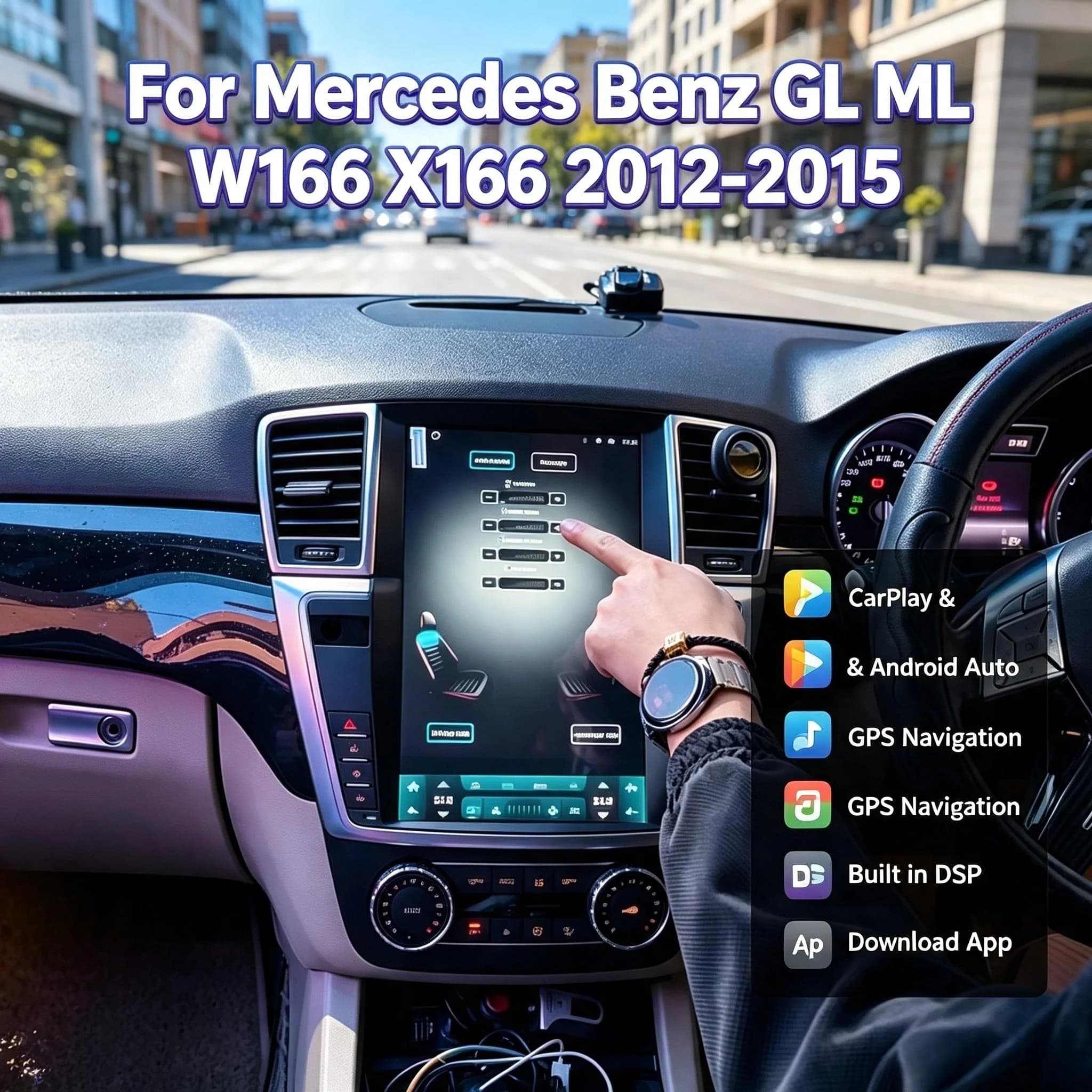 jo Android AUTO CarPlay 12.1" For Mercedes Benz GL ML W166 X166 2011-2013 2014 2015 Car Multimedia Video Player GPS Navigation