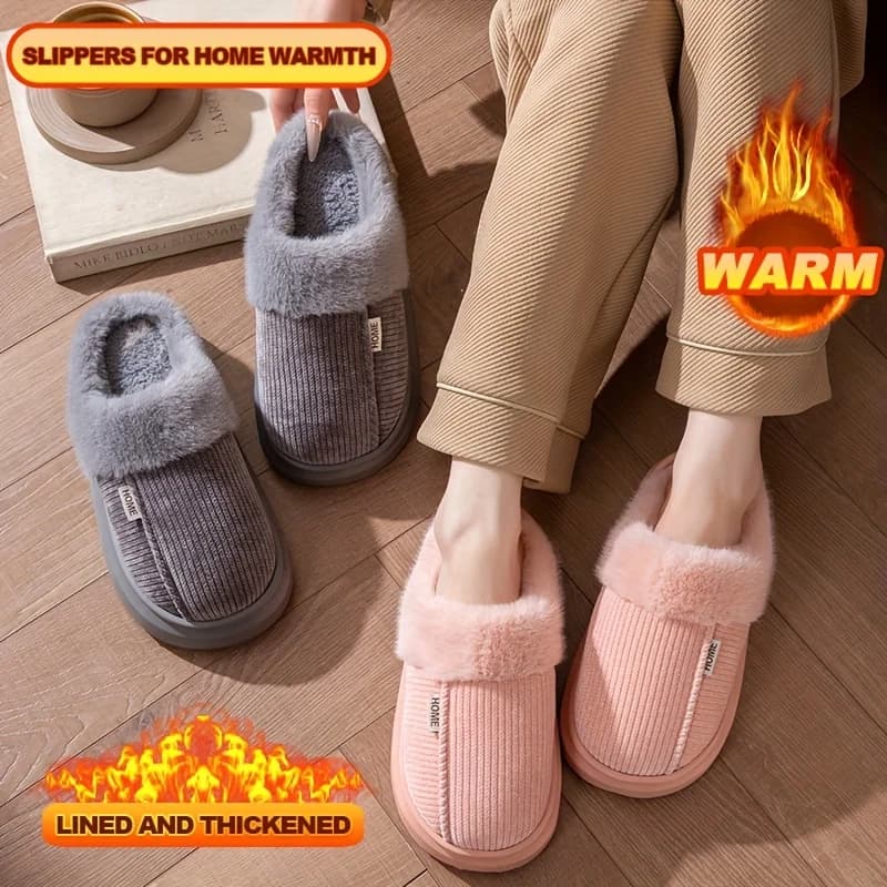 Coppia invernale Pantofole da casa in EVA per interni Scarpe di cotone foderate in peluche Suola spessa Calzature calde morbide e accoglienti antiscivolo per uomo e donna