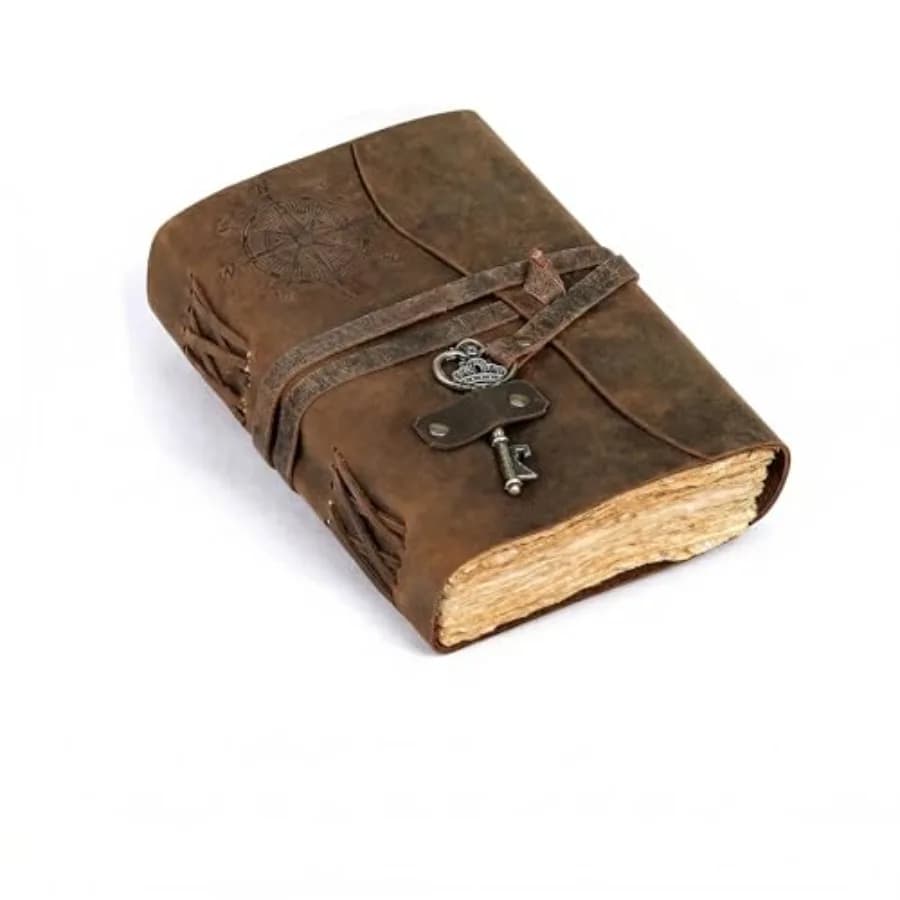 Compass Vtage Leather Journal Antique Handmade Bound Journal with Deckle Edge Paper Diary Leather Sketchbook Drawg Journal Note