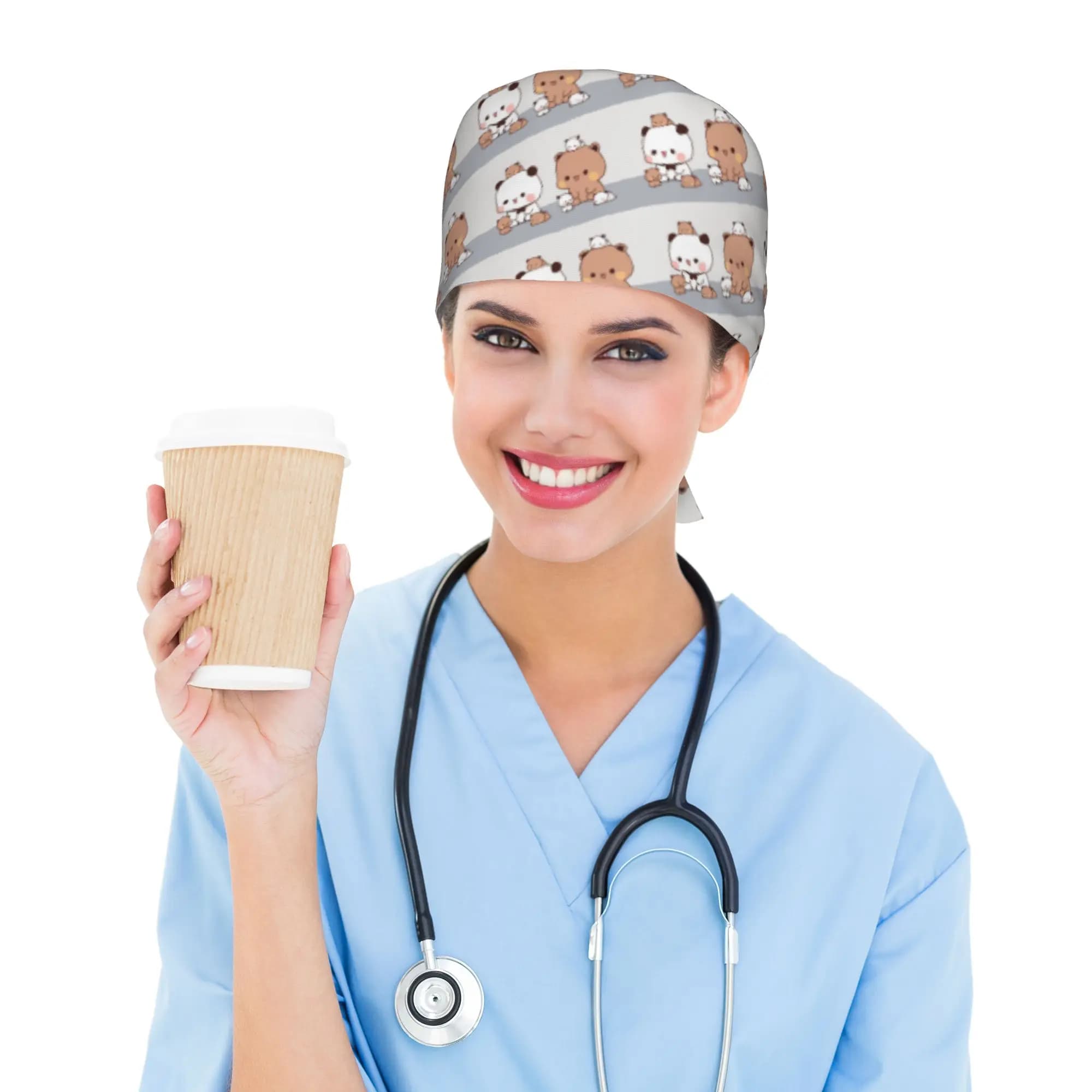 Custom Funny Bubu And Dudu Cleaning Working Cap Cool Men Women Scrub Cap Surgicals Hat Nurse Scrubs Hat For Dentist