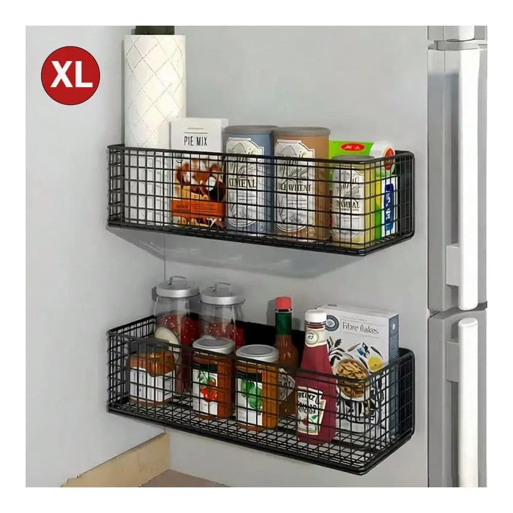 Cestello portaoggetti per frigorifero, scaffale organizer per lavanderia, scaffale in filo di ferro con pannello appendibile, adatto per frigorifero, microonde