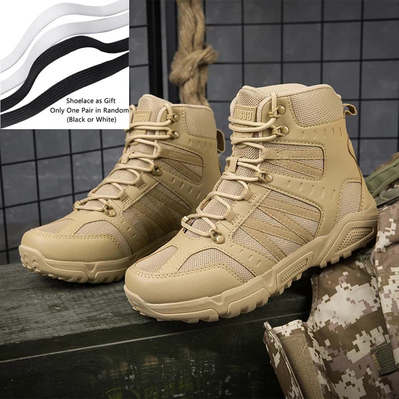 Stivali tattici da uomo di marca di lusso scarpe da passeggio nel deserto allenamento scarpe da trekking da arrampicata traspiranti con lacci scarpe da moto da esterno alla caviglia