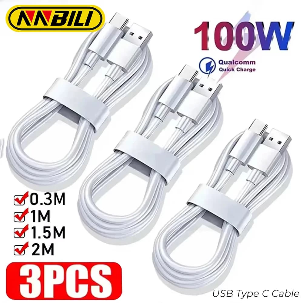 NNBILI 1-3PCS USB Tipo C Cavo di ricarica super veloce Cavo dati per Samsung Huawei Xiaomi Redmi Cavi USB C a ricarica rapida