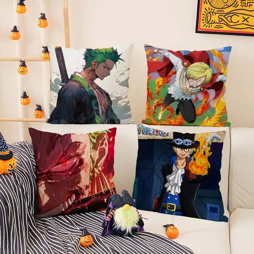 Fodera per cuscino in peluche morbido a pelo corto One Piece Roronoa Zoro Anime, per divano, camera da letto, decorazioni per la casa, regalo