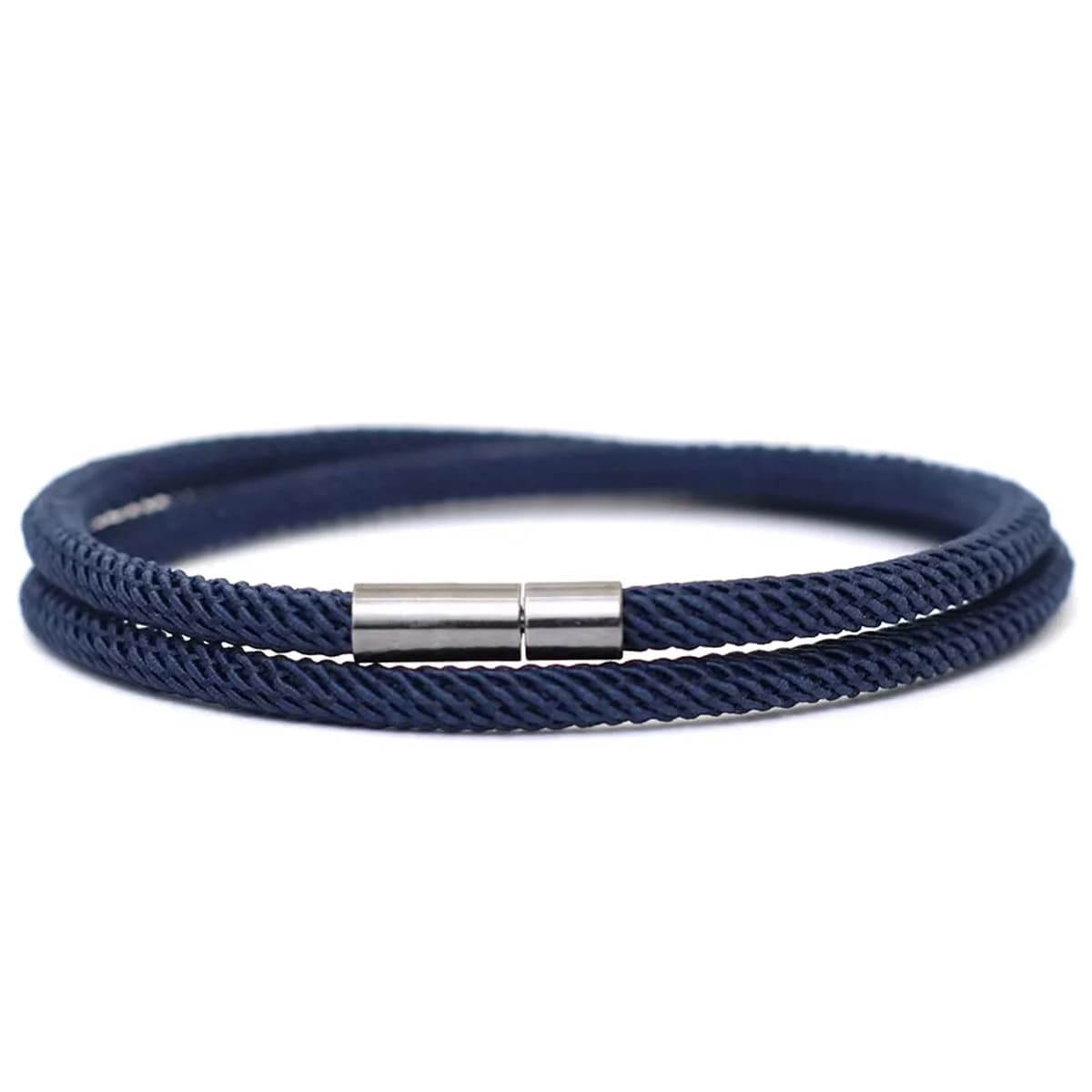 Bracciale da uomo in corda da 4 mm in nylon a doppio strato con filo portafortuna, fibbia staccabile in nichel nero, regalo per lui