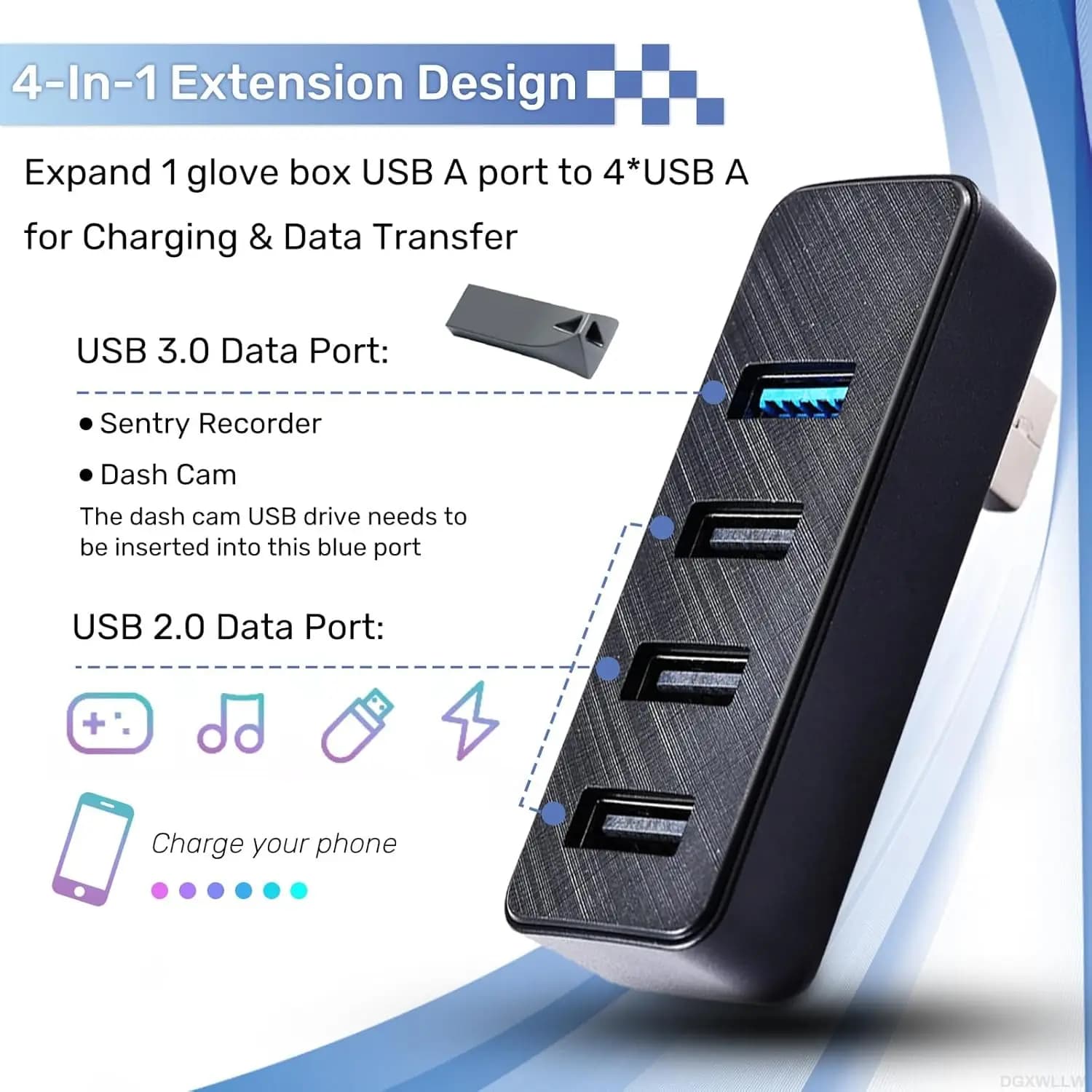 Docking Station for Tesla New Model 3+ Highland Model Y Juniper Glove Box USB Hub Expansion Dock Fast Charging Car Accessories