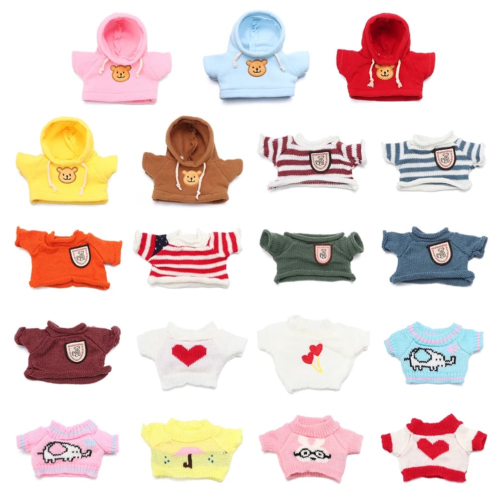 Vestiti di peluche 30CM Bambole Top Maglione lavorato a maglia Felpa con cappuccio Tuta per Orso Kawaii Mini Anatra gialla Vestiti Accessori Giocattoli per bambini