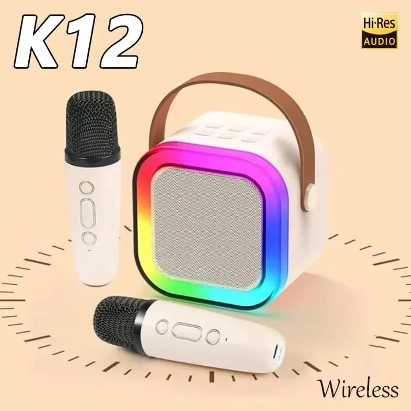 K12 Macchina per karaoke wireless Mini microfoni portatili Altoparlante Bluetooth5.3 per bambino Luce RGB Audio Home KTV Regali di Natale per bambini