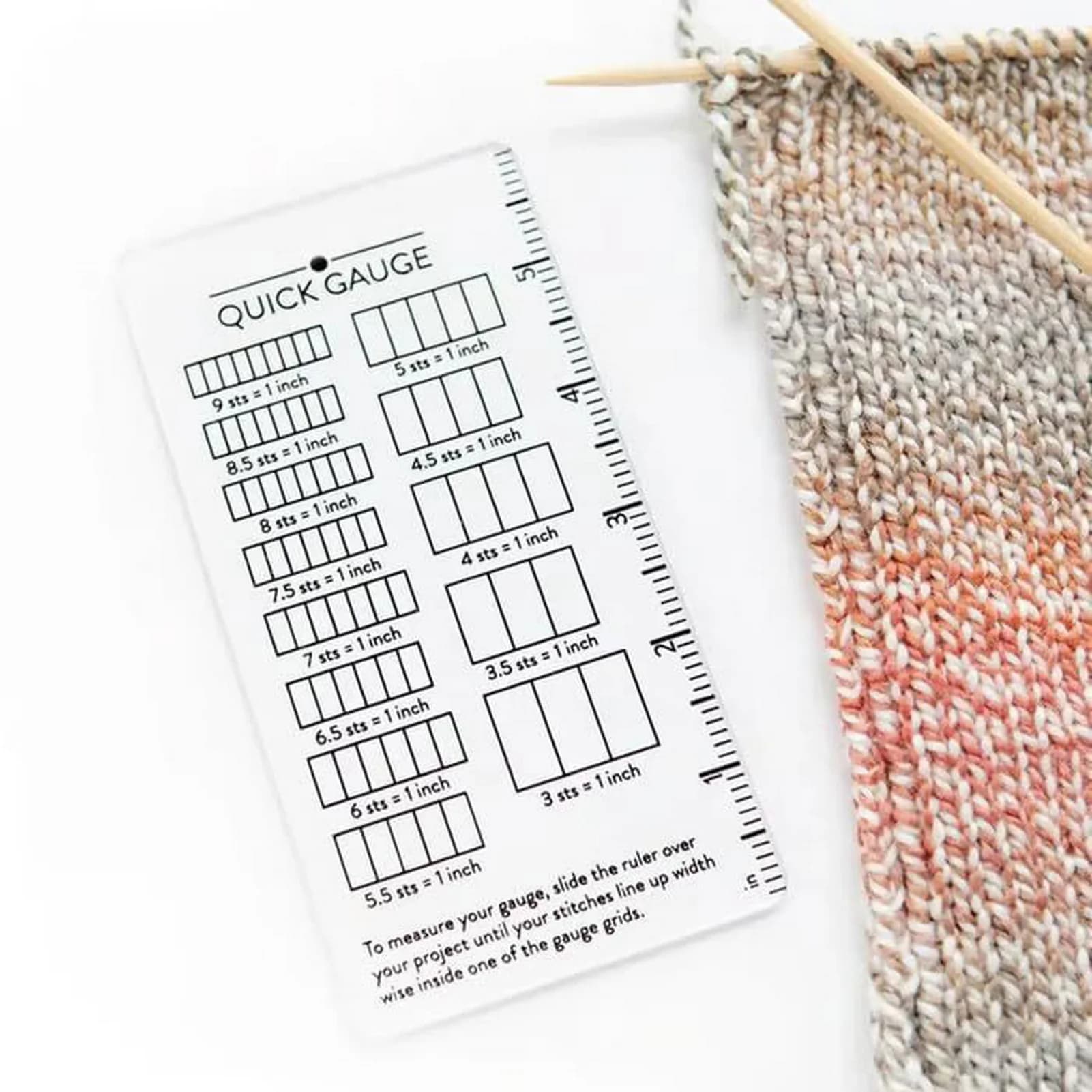 Righello a calibro rapido per lavorare a maglia, strumento di misurazione dell'ago all'uncinetto con materiale metrico e acrilico a doppia scala