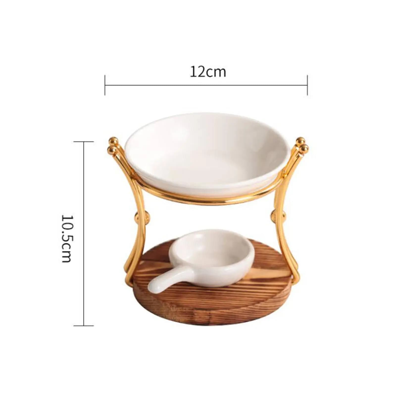 Ceramic Wood Oil Burner Wax Melt Tealight Holder Decorative Essential Oil Diffuser for Bedroom Living Room Meditation