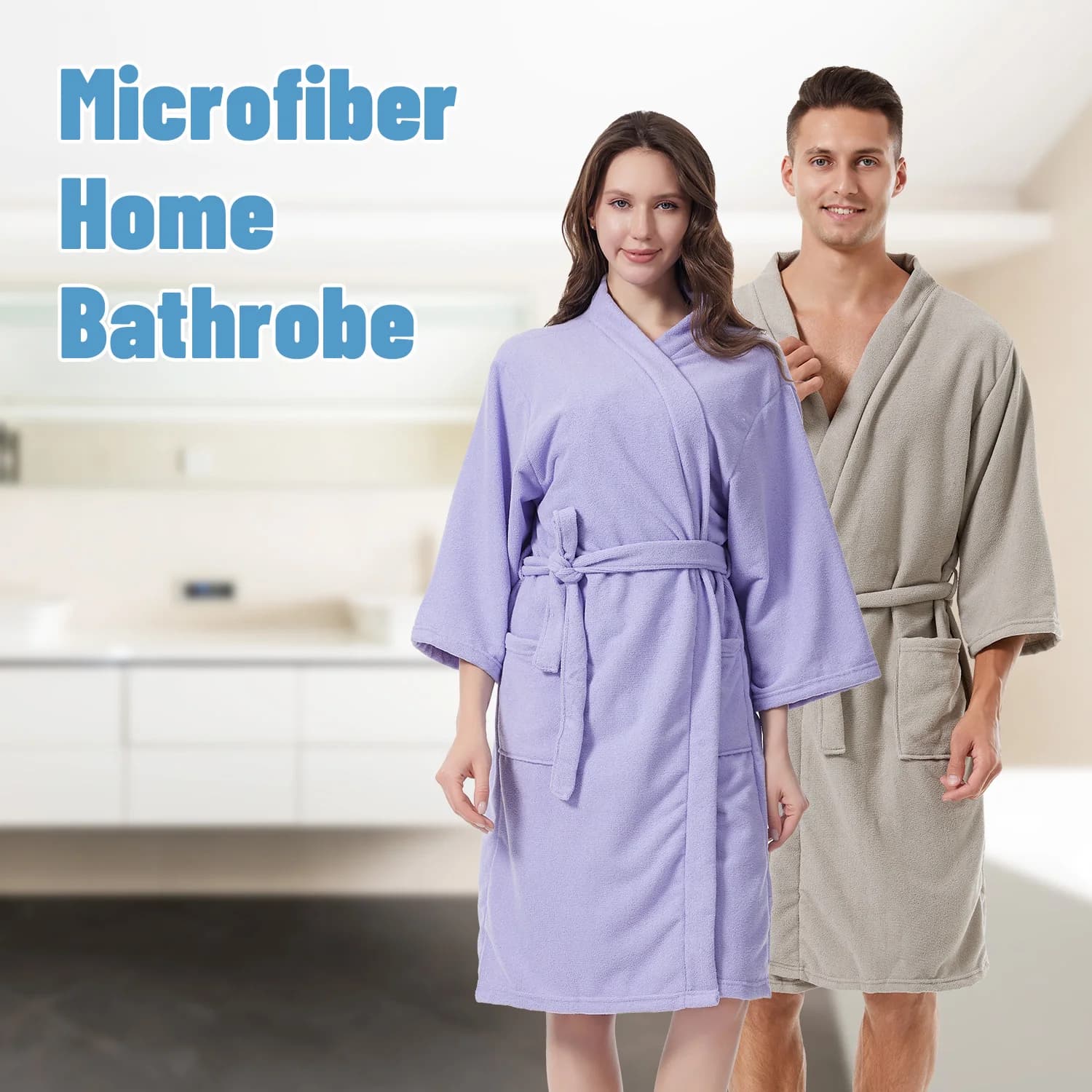 Mutao Microfiber Home Bathrobe,Quick-drying Absorbent Robe, Lightweight Bathrobe Suitable For Home Use, Outdoor Swimming, Diving, Surfing, Hotel Towels, Wearable As A Sleep Robe Year-round, One Size Fits All