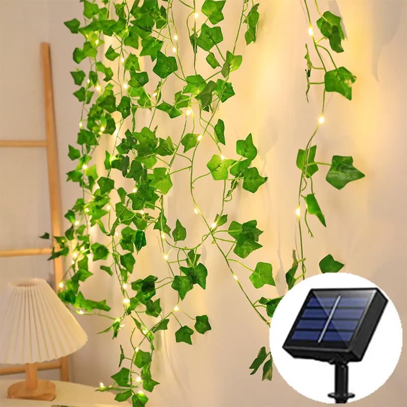Luci a Stringa Solari a 8 Modalità con Foglie e Fiori, Ghirlanda LED per Matrimoni, Decorazione per Giardino, Patio, Recinzione, Feste