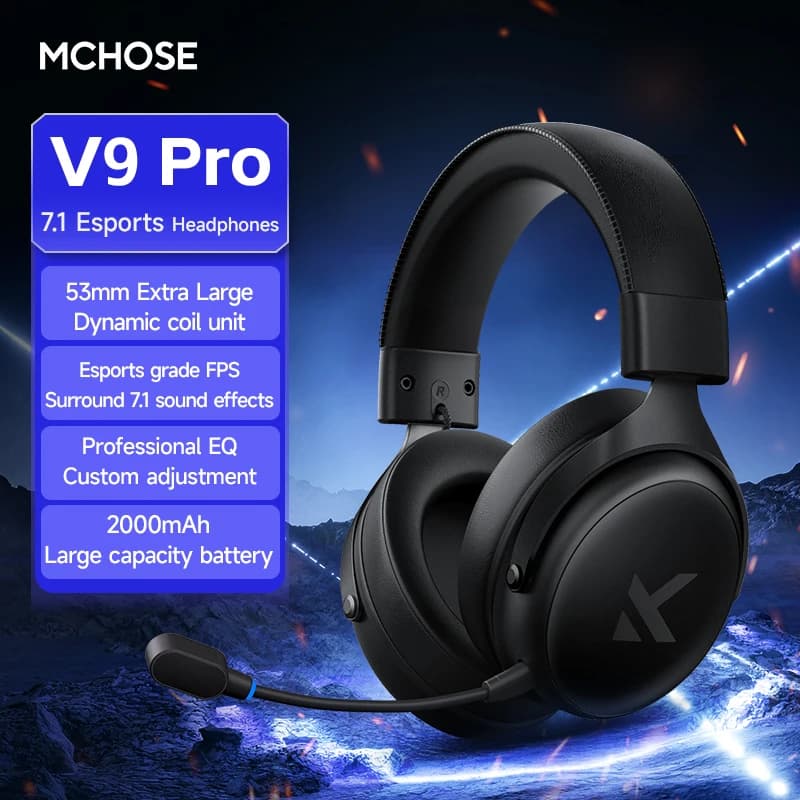 Original MCHOSE V9 PRO Music Esports Microphone with 3 mode wireless noise reduction mounted on the custom head