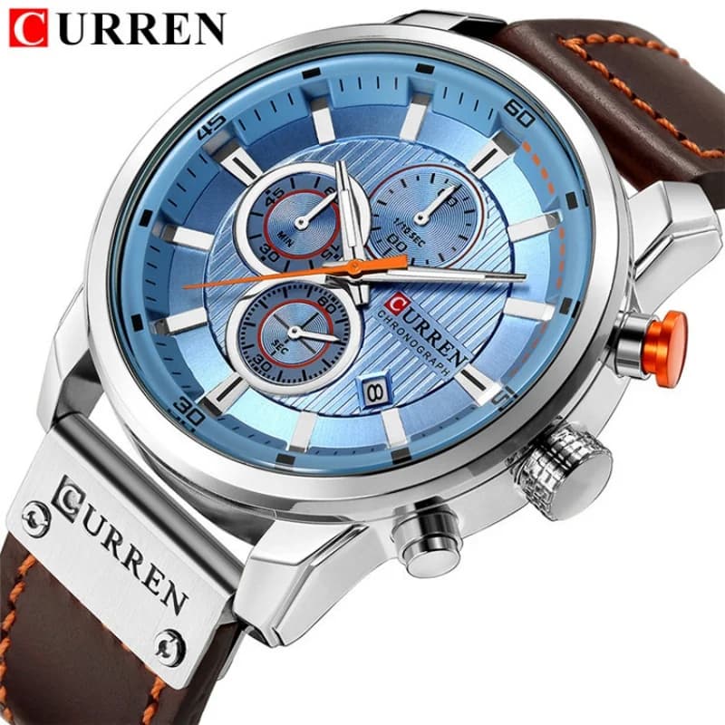 CURREN 8291 Luxury Brand Men's Quartz Watch Leather Strap Calendar Chronograph Sports Waterproof Business Casual Male Watches