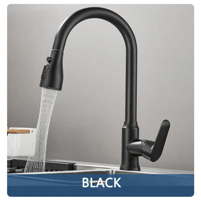 Rubinetto da cucina ADEA monocomando con doccetta estraibile, miscelatore lavello con getto a spruzzo, grigio/nero